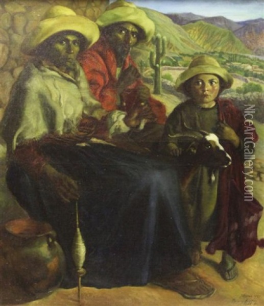 Puiska, Chuspa Y Alfoyia Oil Painting - Pompeyo Boggio