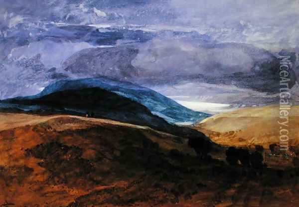 On the Downs Oil Painting - John Sell Cotman