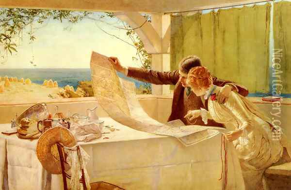 The Honeymooners Oil Painting - Edward Frederick Brewtnall
