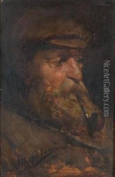 Il Fumatore Di Pipa Oil Painting - Augusto Guglielmo Stoppoloni
