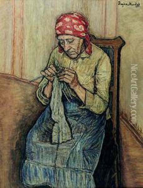 Studium Starej Kobiety Oil Painting - Regina Mundlak
