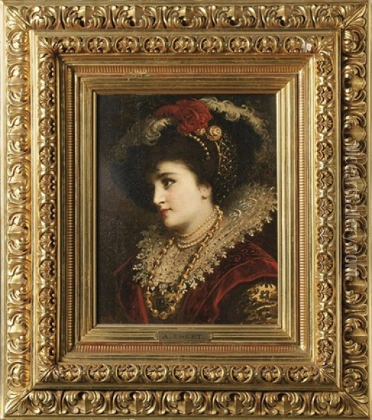 Portrait Einer Dame In Renaissancekleidung Oil Painting - Anton Ebert