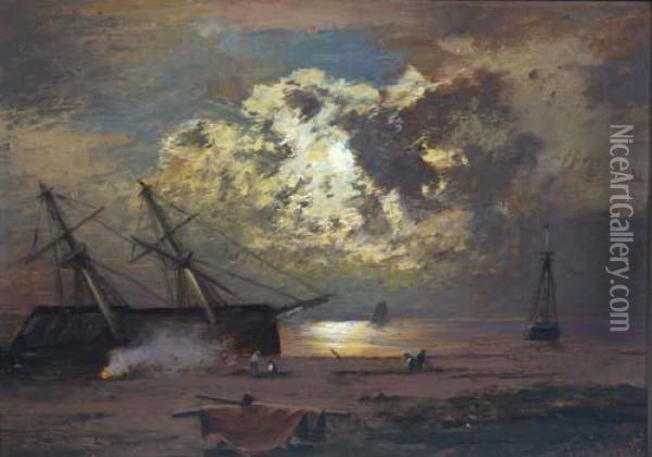 Abendstimmung Am Meer Oil Painting - Louis, Carl Ludwig Douzette