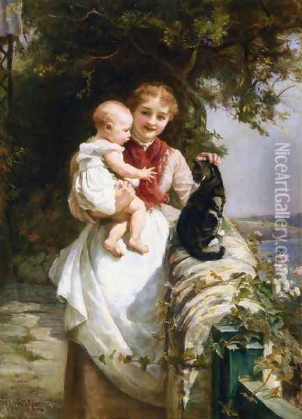 Motherly Love I Oil Painting - Frederick Morgan