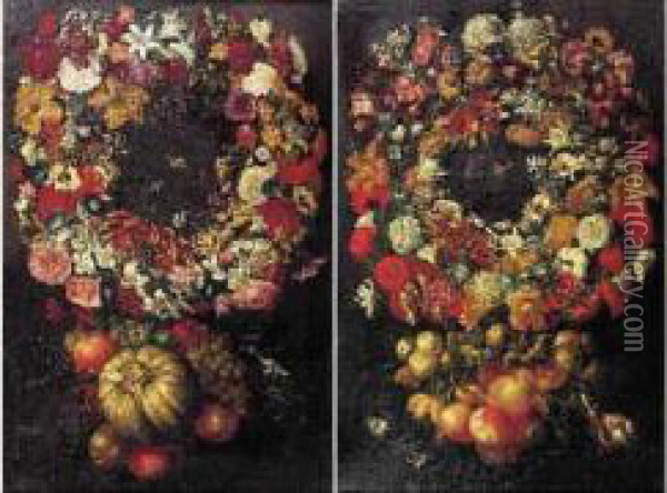 Guirlandes De Fleurs Et De Fruits Oil Painting - Giovanni Stanchi