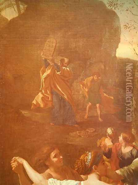 The Adoration of the Golden Calf, before 1634 3 Oil Painting - Nicolas Poussin