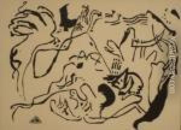 Jour Du Jugement [composition En Noir] Oil Painting - Wassily Kandinsky