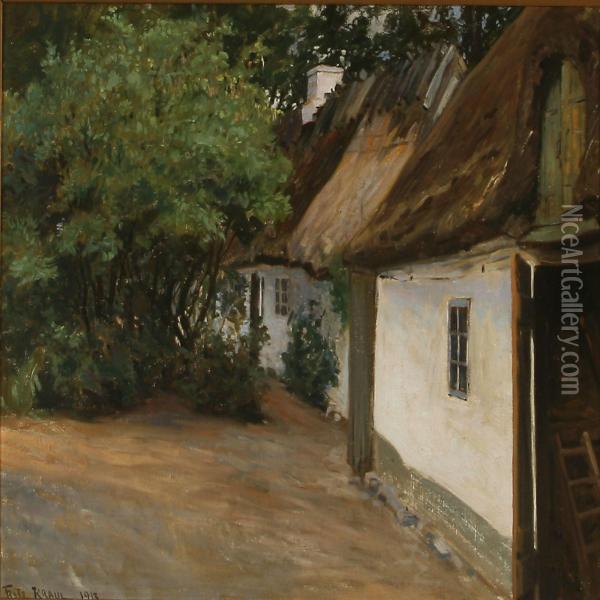 Country House Yard Exterior Oil Painting - Fritz Kraul