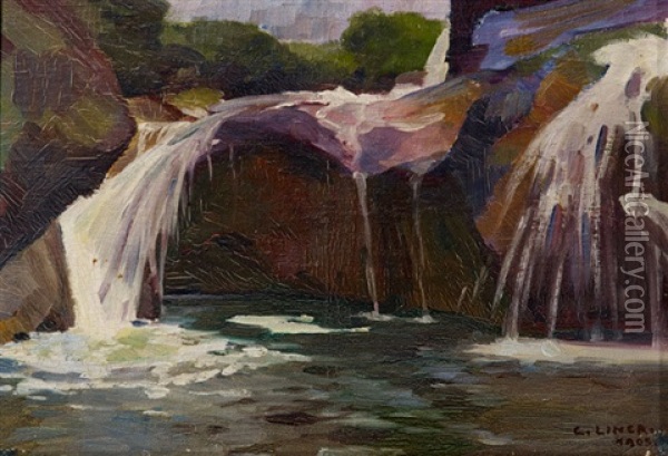 Wasserfall Oil Painting - Carl August Liner