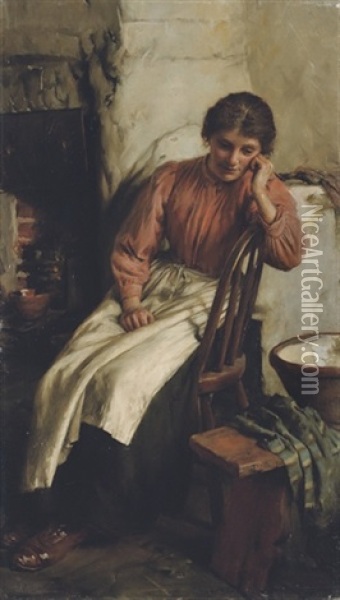 A Reverie Oil Painting - Walter Langley