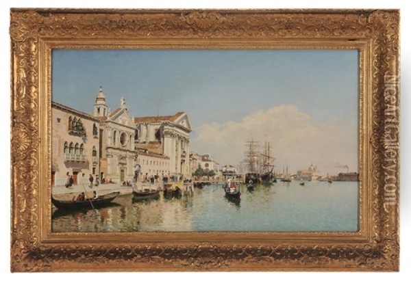 A View Of The Canal Della Giudecca With Shipping And Views Of Chiesa Dei Gesuati And San Giorgio Maggiore Oil Painting - Federico del Campo