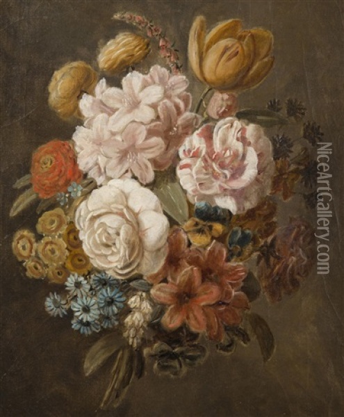 Pair Of Floral Still Life Paintings Oil Painting - Leopold von Stoll