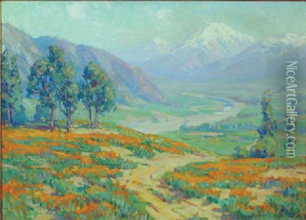 Valley Mountain Landscape Oil Painting - Benjamin Chambers Brown