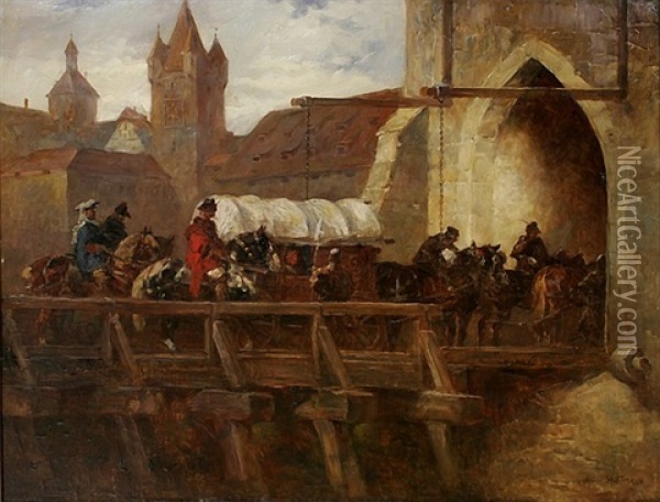 Ankunft Auf Der Burg Oil Painting - Anton Hoffmann