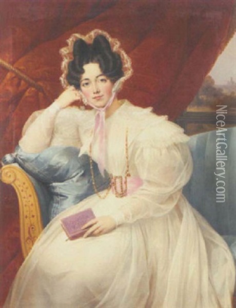 Portrait De Jeune Femme Lisant Oil Painting - Nicolas Louis Francois Gosse