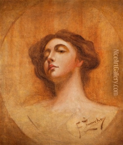 Portret Kobiety (studyum) Oil Painting - Franciszek Zmurko