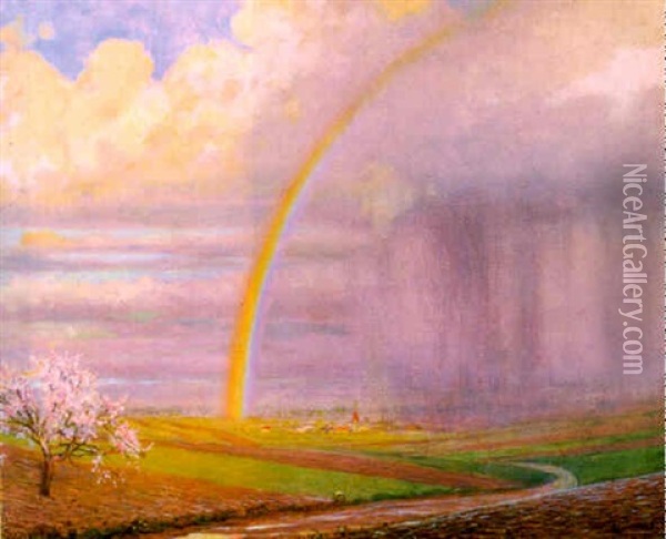April Oil Painting - Franz Von Matsch