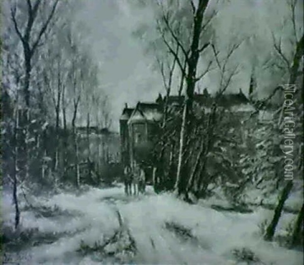 Winterlandschaft Oil Painting - Louis Apol