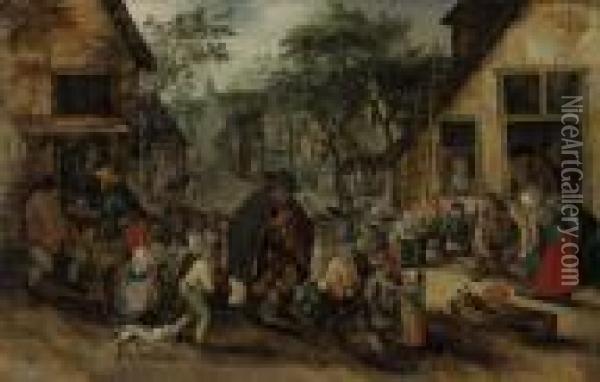 The Blind Hurdy-gurdy Player Oil Painting - Pieter The Younger Brueghel