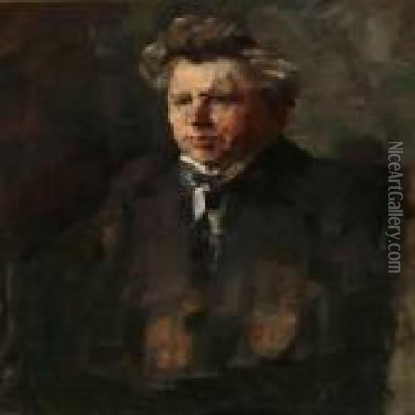 Portrait Of The Danish Poet Jeppe Aakj r Oil Painting - Herman A. Vedel