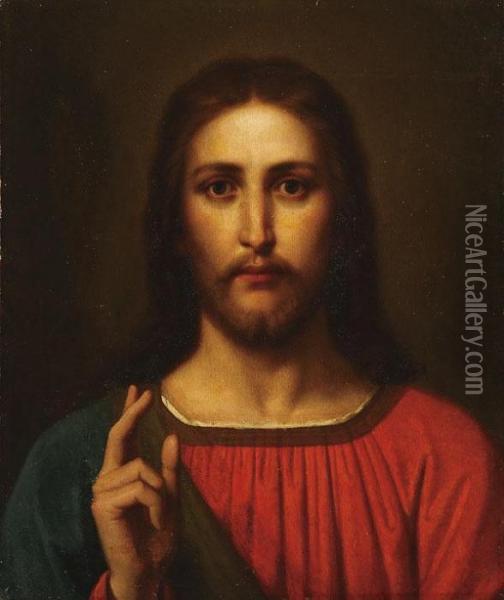 Portrait Of Christ Blessing Oil Painting - Erhard Winterstein