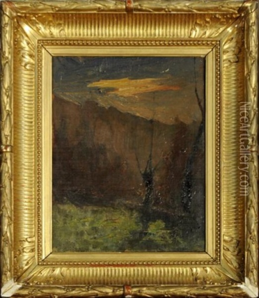Etude De Paysage Au Crepuscule (study) Oil Painting - Auguste Francois Ravier