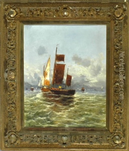 Fischerboote Auf Offener See Oil Painting - Georg Fischhof