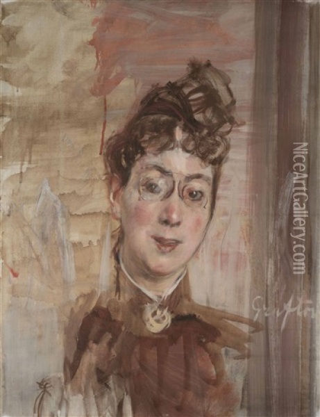 L'insegnante Di Inglese Mrs. Grafton Oil Painting - Giovanni Boldini