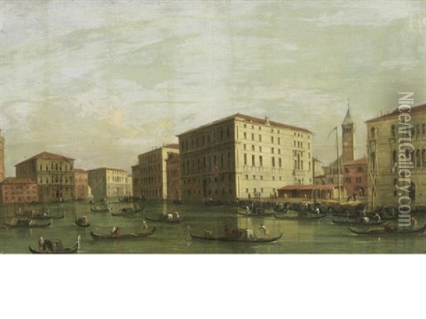 The Grand Canal, Venice With The Palazzo Grassi And The Palazzo Balbi In The Distance Oil Painting - Giacomo Guardi