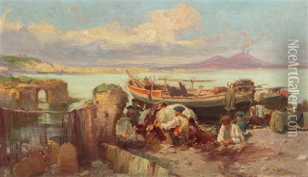 Fisherman Oil Painting - Pietro Barucci