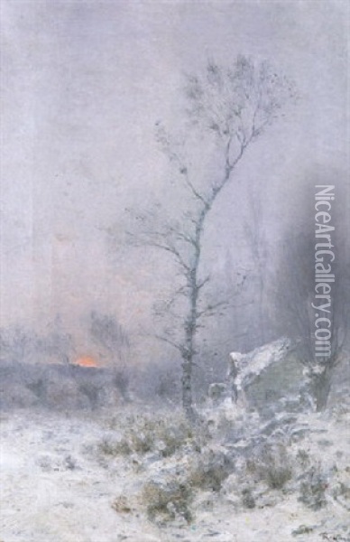 Winter Landscape Oil Painting - Federico Rossano