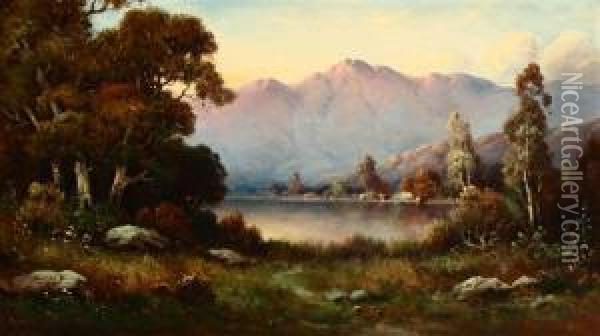 Lake In A Summer Landscape Oil Painting - Alexis Matthew Podchernikoff
