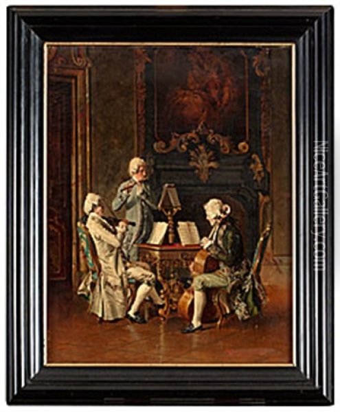 Musicerande Herrar Oil Painting - Johann Hamza