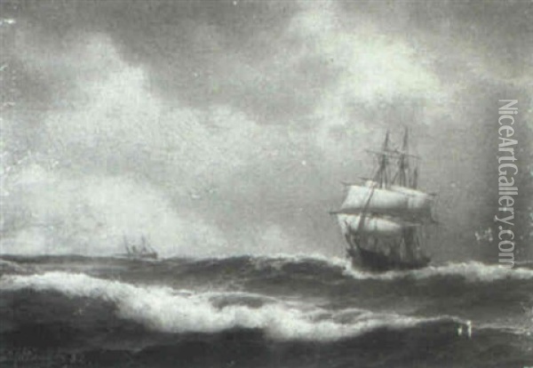 A Sail And A Steam And Sail Oil Painting - Carl Emil Baagoe