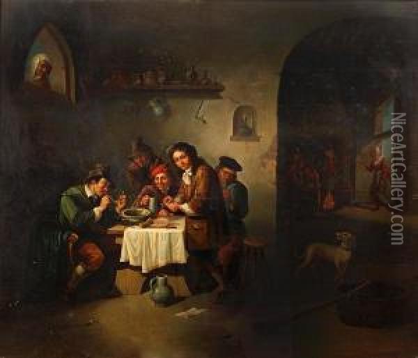 In The Tavern Oil Painting - David The Younger Teniers