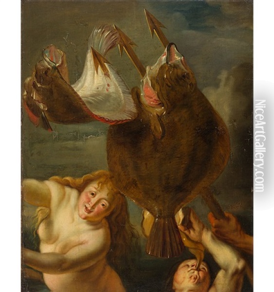 Szene Aus Der Neptun-mythologie (fragment) Oil Painting - Jacob Jordaens