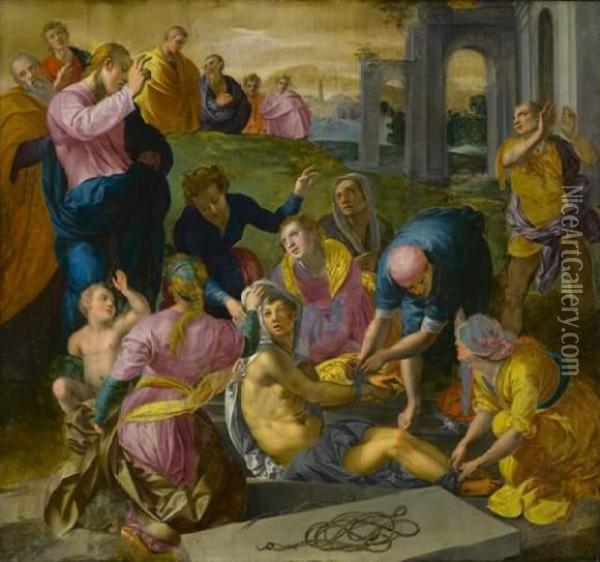 La Resurrection De Lazare Oil Painting - Mirabello Cavalori (Salincorno)