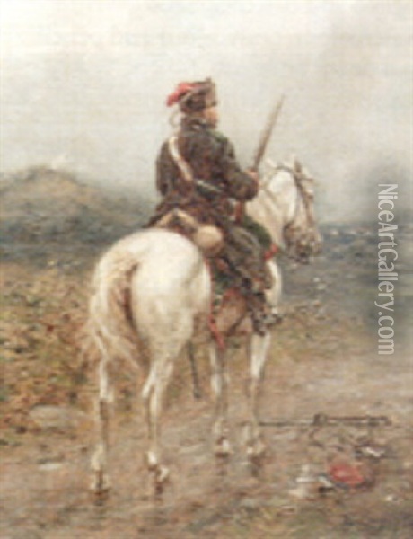 Mounted Cavalryman Oil Painting - Ernest Crofts