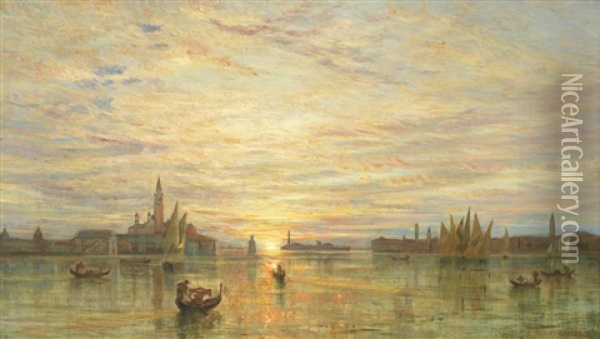 Venice From The Lagoon Oil Painting - Thomas Charles Farrer