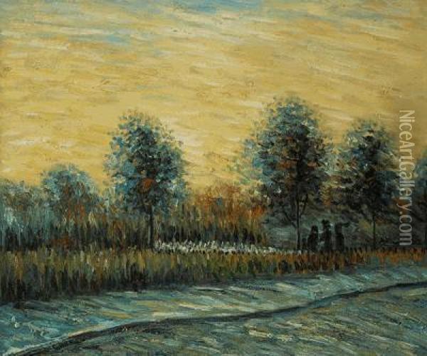 Lane In A Public Garden At Asnieres Oil Painting - Vincent Van Gogh