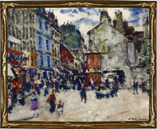 La Rue Mouffetard Oil Painting - Clarence Montfort Gihon