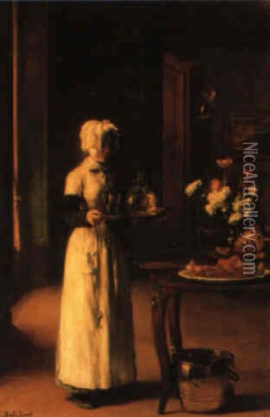 The Serving Maid Oil Painting - Joseph Bail