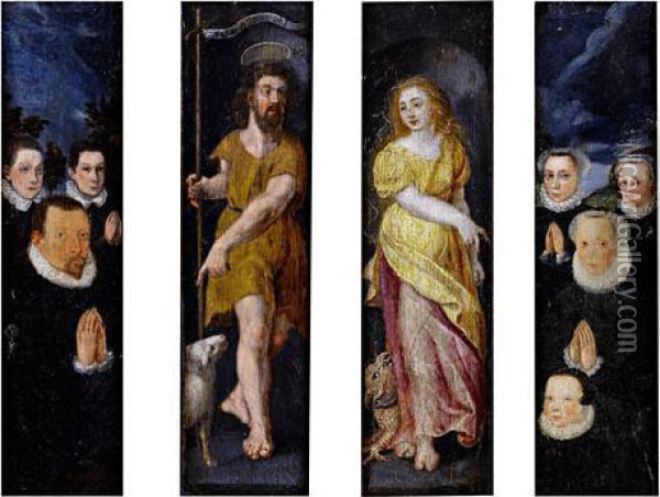 Saint John The Baptist And Saint Martha Oil Painting - Maarten de Vos