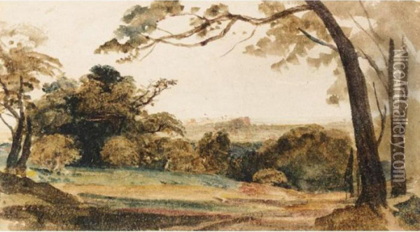 A Distant View Of Windsor Castle Oil Painting - Peter de Wint