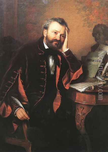 Composer Ferenc Erkel 1850s Oil Painting - Gyorgyi Alajos Giergl