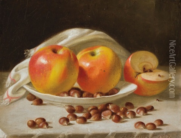 Apples And Chestnuts Oil Painting - John F. Francis