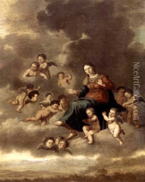 The Assumption Of The Virgin Oil Painting - Cornelis Van Poelenburgh