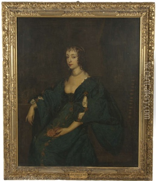Portrait Of Henrietta Maria, Queen Consort Of England, Scotland And Ireland Oil Painting - Anthony Van Dyke