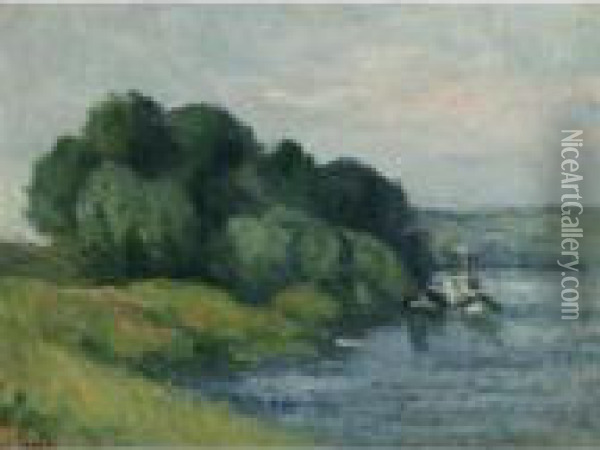 Rolleboise, Bord De Riviere Oil Painting - Maximilien Luce