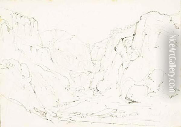 View Of A Mountain Pass Oil Painting - John Robert Cozens